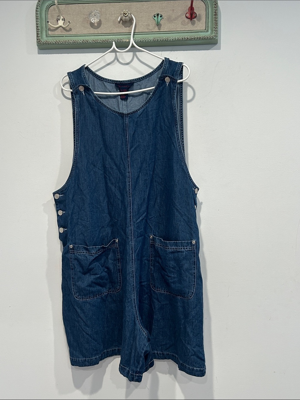 Denim&Co Dark Blue Denim Short Romper plus size 1X women’s overalls
